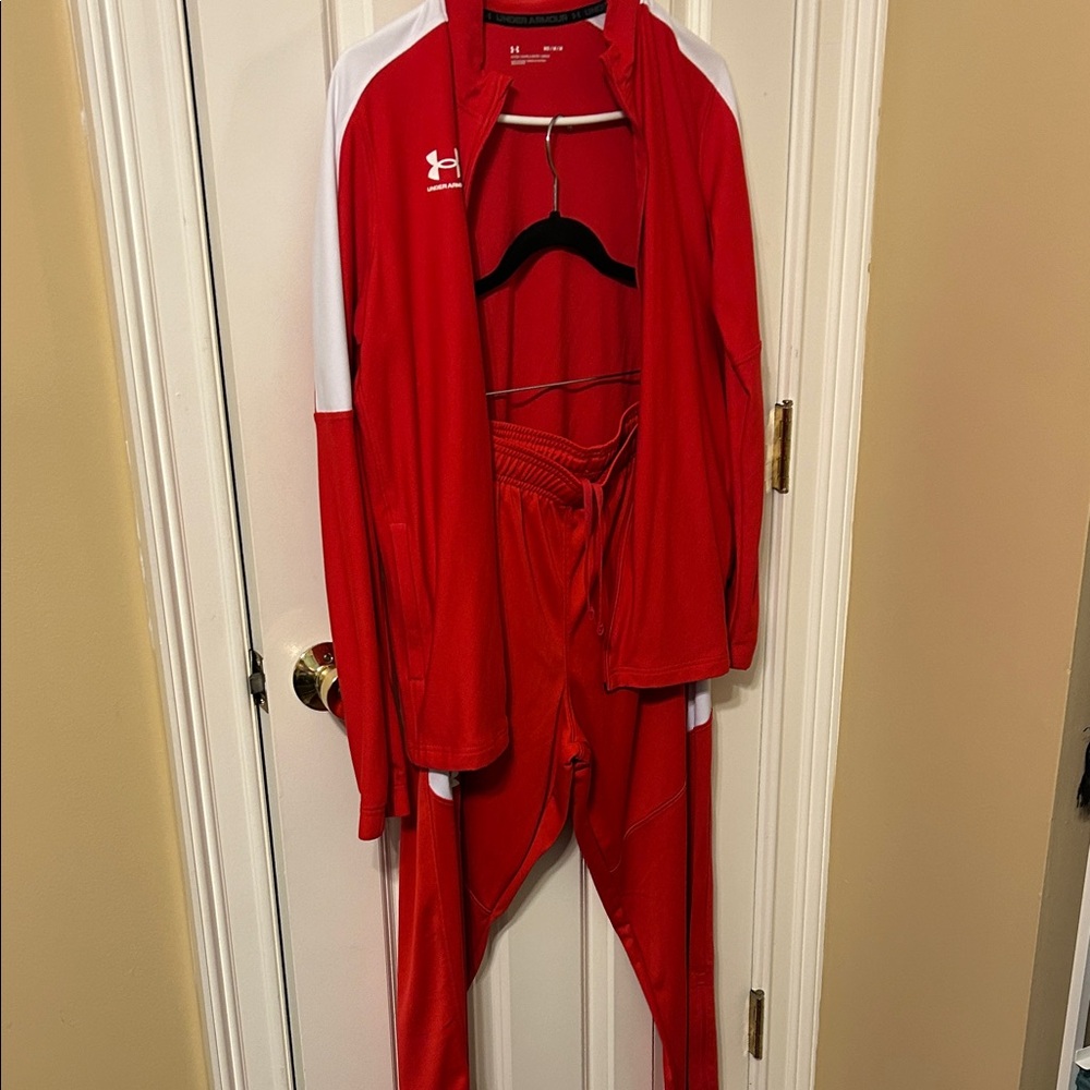 Under Armour Red and White Athletic Set